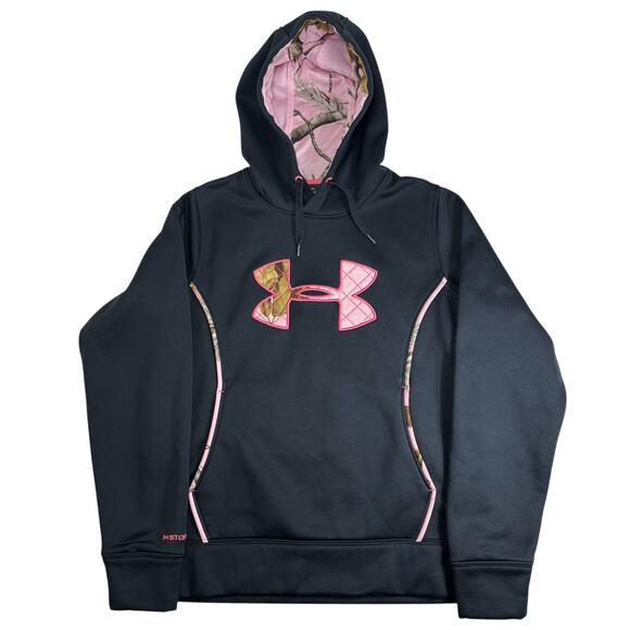 Under Armour Realtree ColdGear Pink Camo Hoodie Women's Medium Sweatshirt - Picture 1 of 7